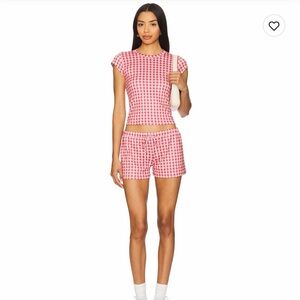 Women’s Pink Check Short PJ Set
